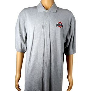 Ohio State University‎ Polo Shirt Size L Buckeyes Stitched Logo Gray Champion